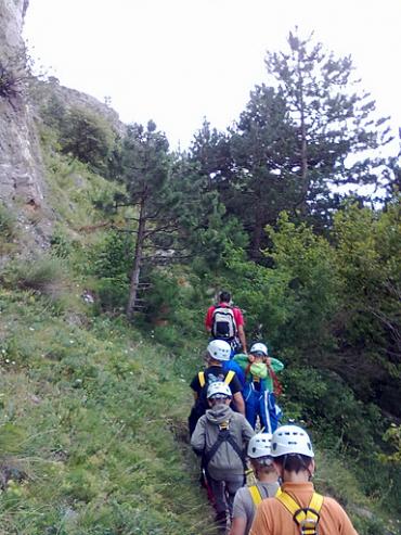 Kinder bei einer Wanderung im Zuge des Outdoortranings